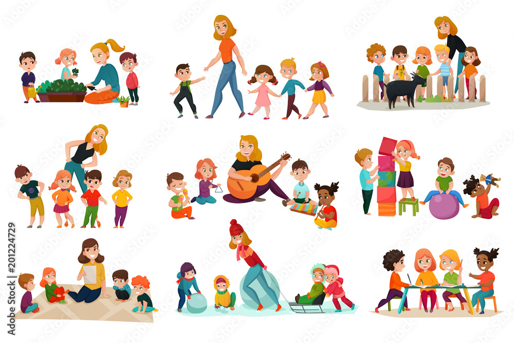 Kindergarten Icons Set Kindergarten Icons Set
