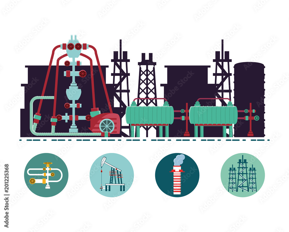 oil industry with refinery plant vector illustration design oil industry with refinery plant vector illustration design