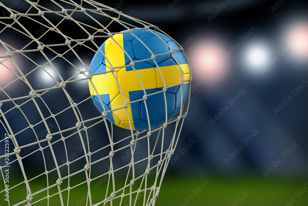 Fototapeta premium Swedish soccerball in net