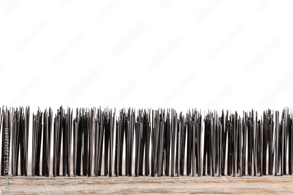 Close up view of wooden cleaning brush Close up view of wooden cleaning brush