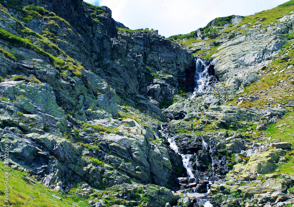 Obraz premium nature seven rila lakes popular high Mountain river running amongst the rocks season spring relax vacation travel concept