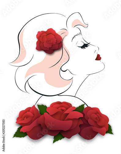 Romantic woman, keep her head up pose