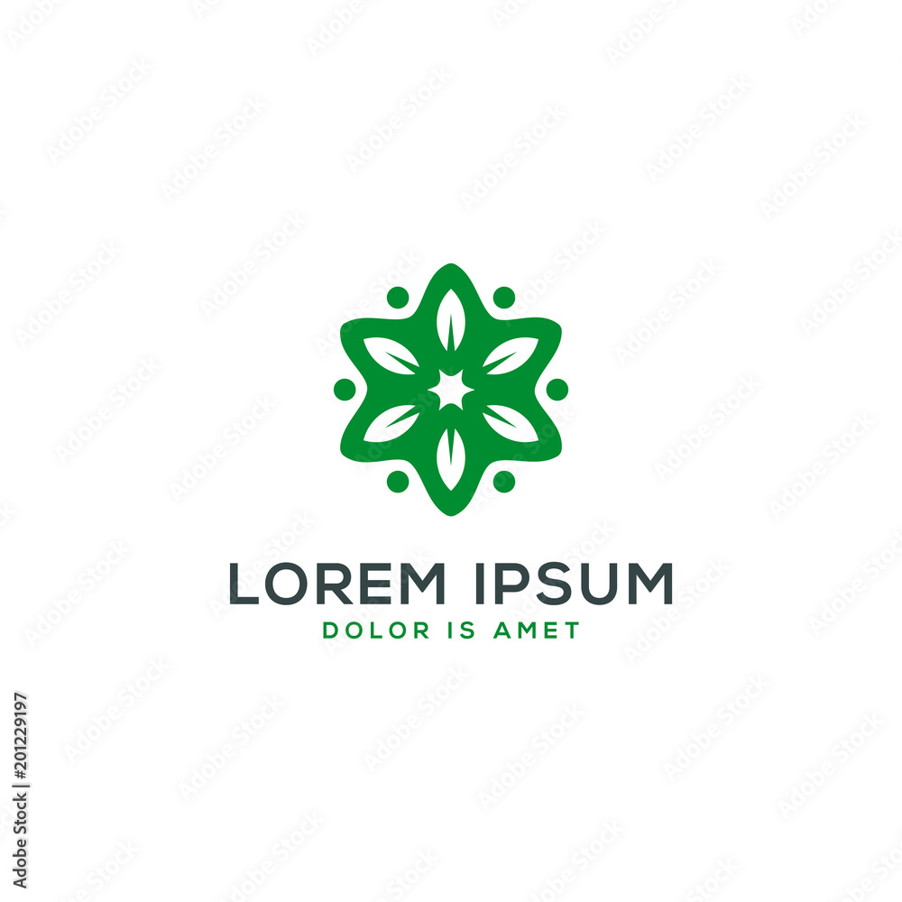 Floral logo template. Natural leaf ornament concept