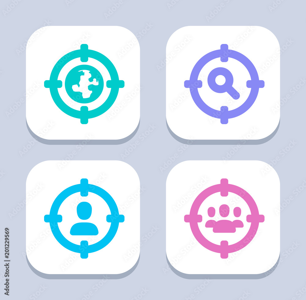 Targeting Methods - LED Icons. A set of 4 professional, pixel-perfect icons.