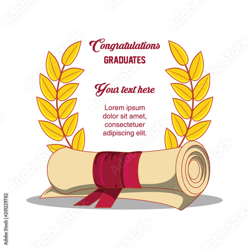 graduation card with diploma icon vector illustration design