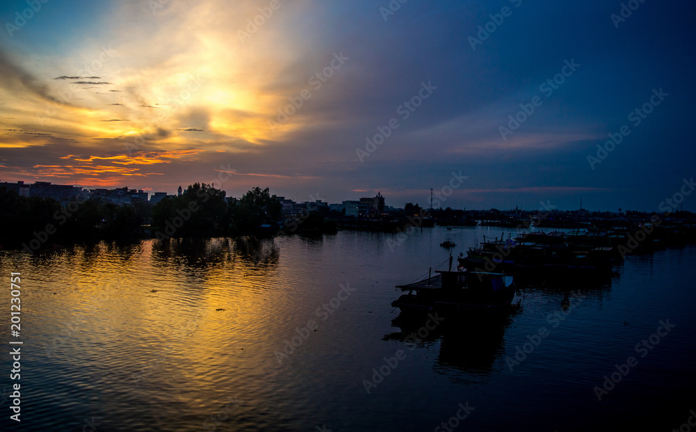 sunrise in the river