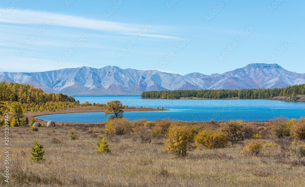 Lake Hubsugul in September. Lake Hubsugul in September.