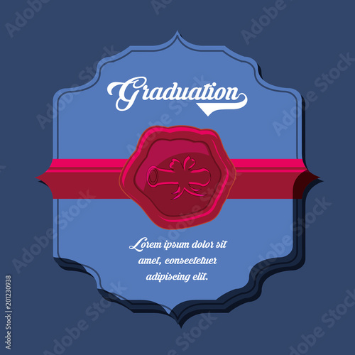 graduation card with wax seal vector illustration design