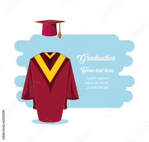graduation card with suit uniform vector illustration design