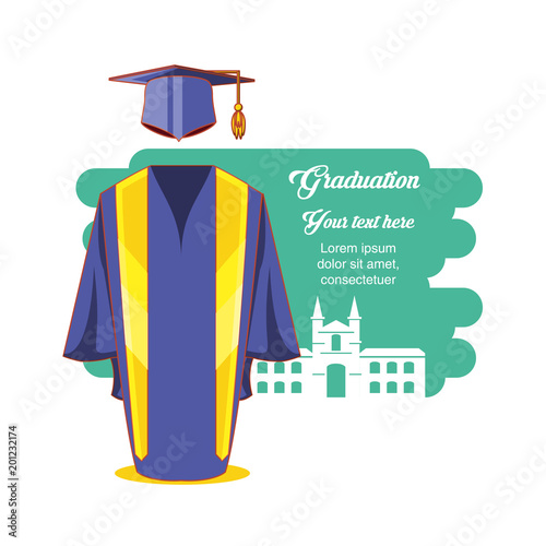 graduation card with suit uniform vector illustration design