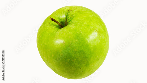 Fresh green Apple on white background.