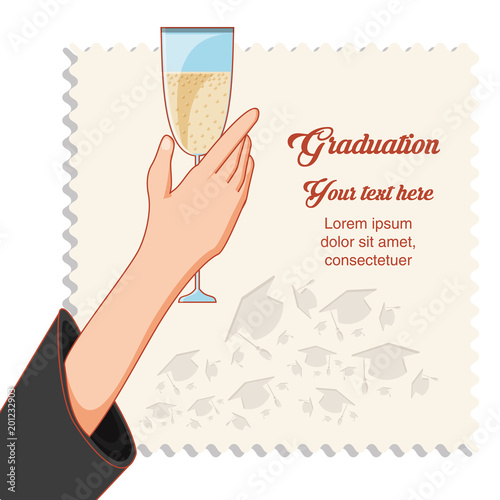 graduation card with wine cup vector illustration design