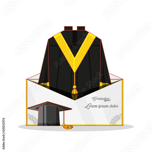 graduation card with suit uniform vector illustration design