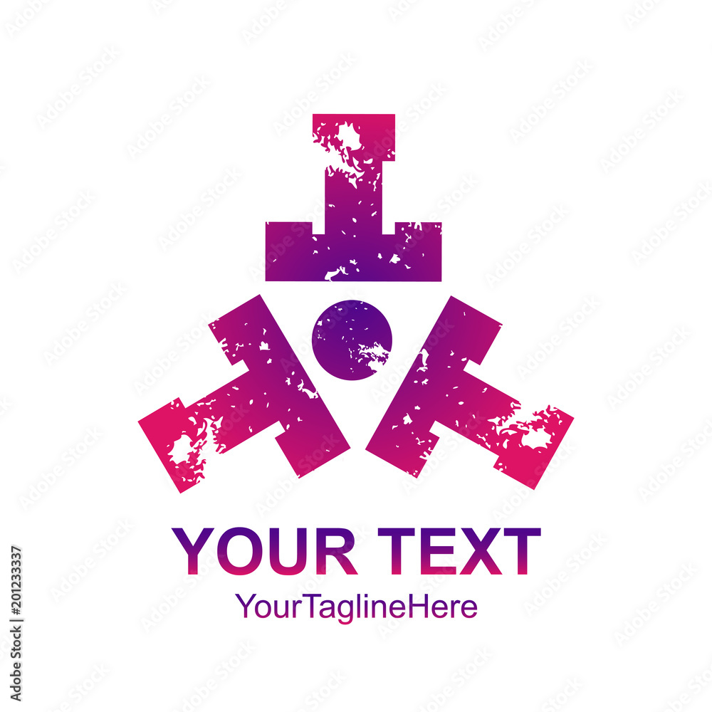 Initial letter T , TTT logo template colorful distress design for business and company identity Initial letter T , TTT logo template colorful distress design for business and company identity