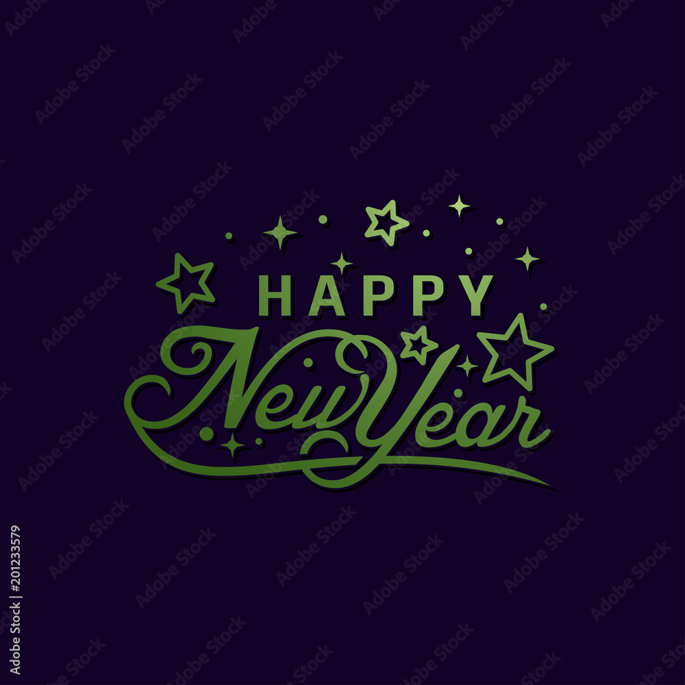 Happy New Year typographic vector design for greeting cards, New Year card, invitation card. Isolated birthday text, lettering composition - Vector illustration Happy New Year typographic vector design for greeting cards, New Year card, invitation card. Isolated birthday text, lettering composition - Vector illustration