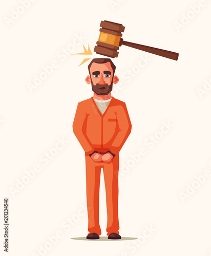 Prisoner in prison. Character design. Cartoon illustration