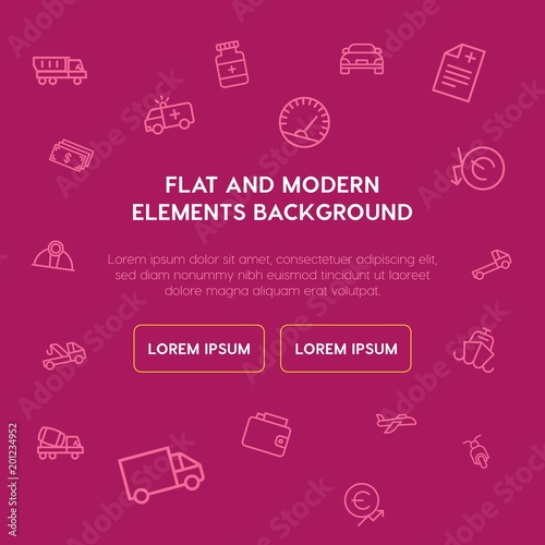 transports  industry  health  money outline vector icons and elements background concept on violet background...Multipurpose use on websites  presentations  brochures and more