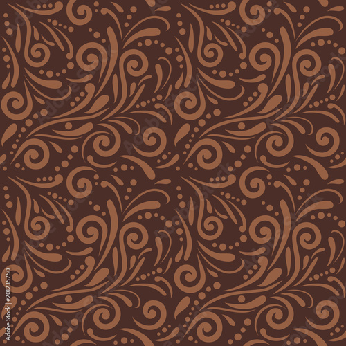 Brown seamless ornamental pattern for design