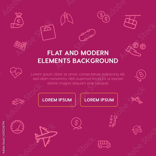 transports  industry  health  money outline vector icons and elements background concept on violet background...Multipurpose use on websites  presentations  brochures and more