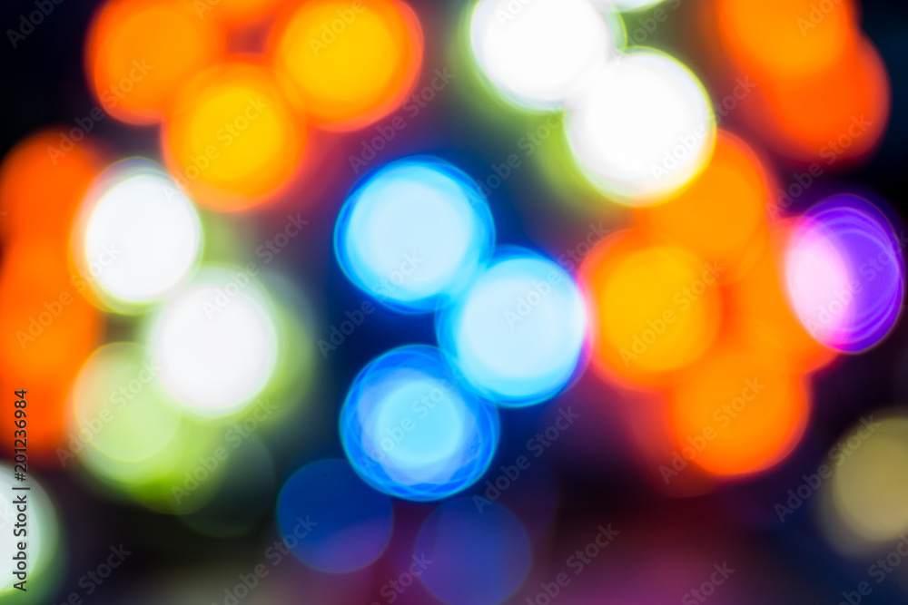 Fototapeta premium Christmas Tree Lights Bokeh Background. Colorful blur bokeh background.