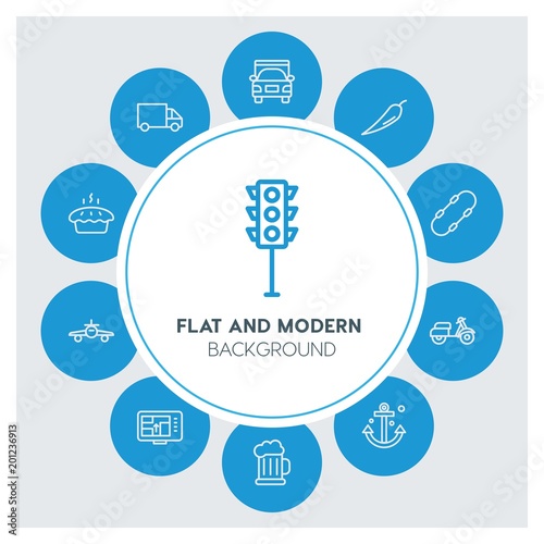 transports, food, drinks, travel Infographic Circle outline Icons Set. Contains such Icons as  business,  website,  elements,  background,  pattern,  banner and more. ..Fully Editable. Pixel Perfect
