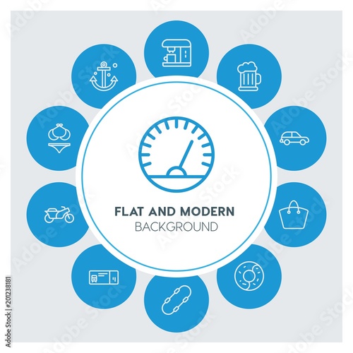 transports, food, drinks, travel Infographic Circle outline Icons Set. Contains such Icons as  business,  website,  elements,  background,  pattern,  banner and more. ..Fully Editable. Pixel Perfect