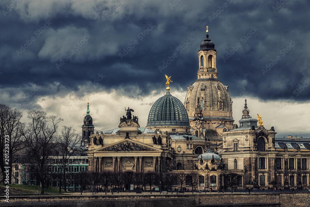 Frauenkirche Dresden wirh heavy clouds