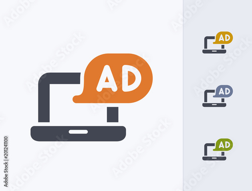 Ad On Laptop - Glyph Duo Icons. A professional, pixel-perfect icon.