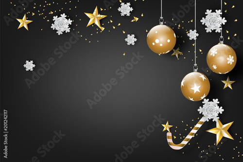 Paper art of merry christmas and happy new year 2019 with black tone color background Vector Design for greeting cards, flyers, invitations, posters, brochures, banners, calendars,gift