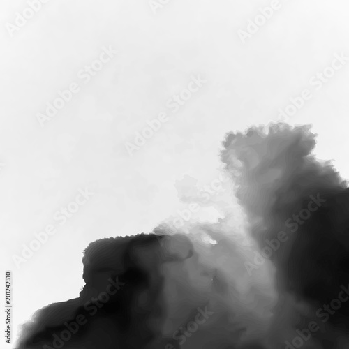 Ink wash painting on white background. Asian style art vector illustration.