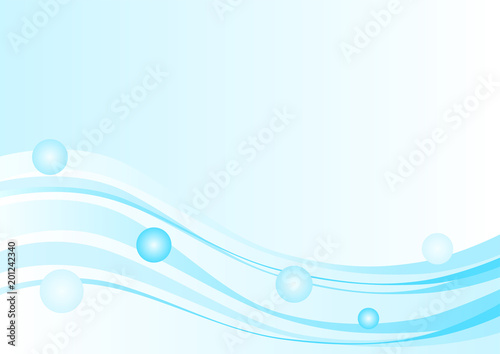抽象的曲線と円の背景イラスト: 水色グラデーション	