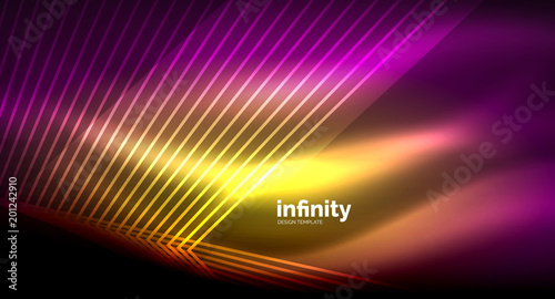Shiny straight lines on dark background, techno digital modern template