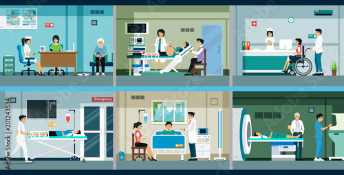The doctors are treating and consulting patients in the hospital.