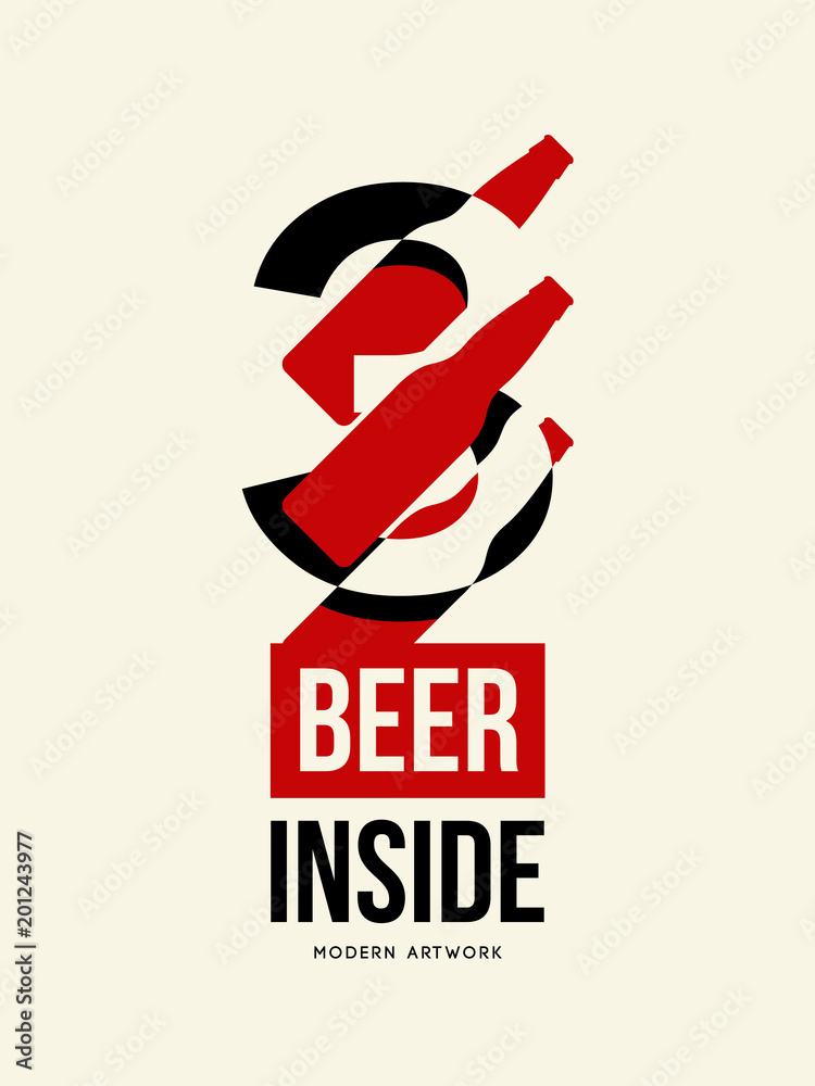 Modern craft beer drink isolated vector logo sign for bar, pub or brewery, isolated on light background Modern craft beer drink isolated vector logo sign for bar, pub or brewery, isolated on light background