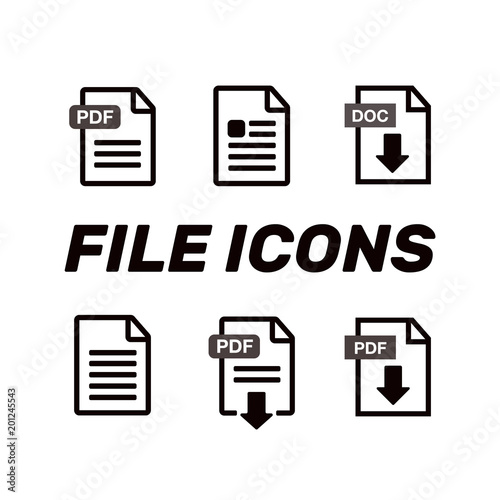 File Icons. Document icon set. File Icons line style illustration