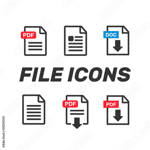 File Icons. Document icon set. File Icons line style illustration