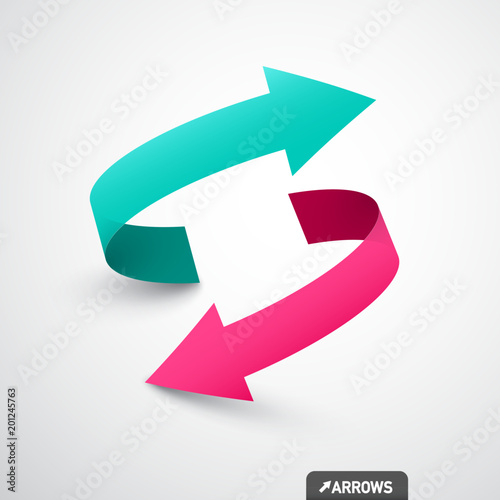 Arrows Logo Concept. Double Arrow Symbol. Vector 3d Icon.