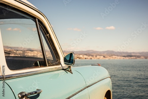 classic car ponton with ocean view at the mediterranean sea