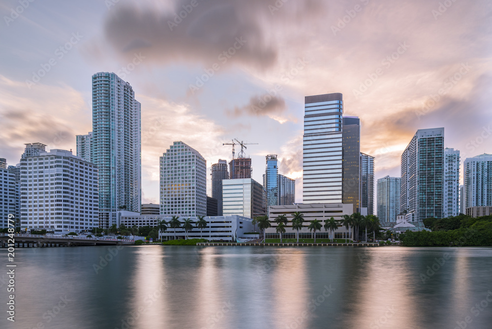 Brickell Miami Skyline during Sunset