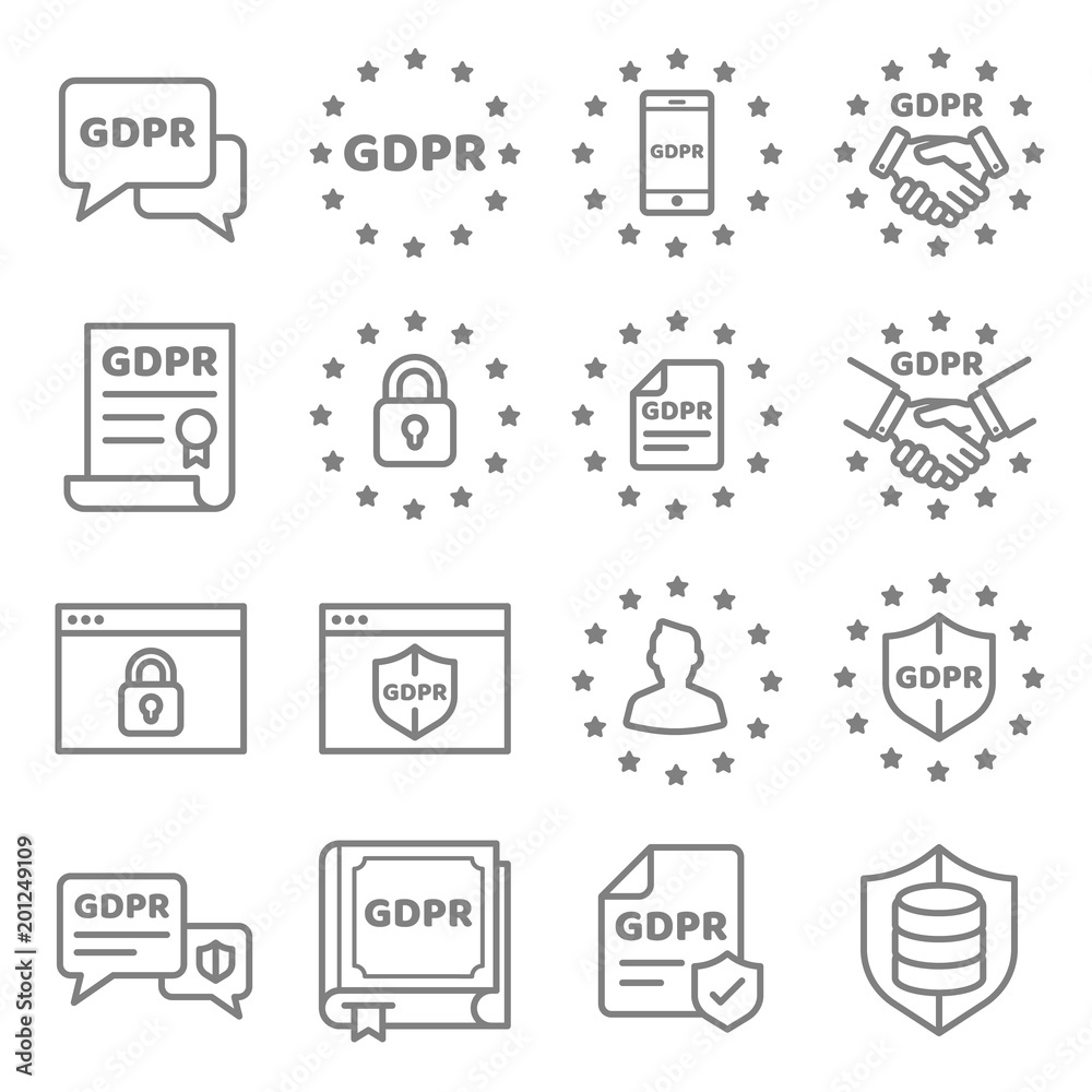 GDPR Data Privacy vector icon set GDPR Data Privacy vector icon set