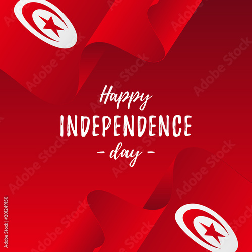 Banner or poster of Tunisia independence day celebration. Tunisia flag. Vector illustration.