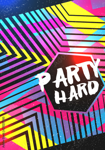 Abstract Geometric Party Poster Background Template - Vector Illustration.