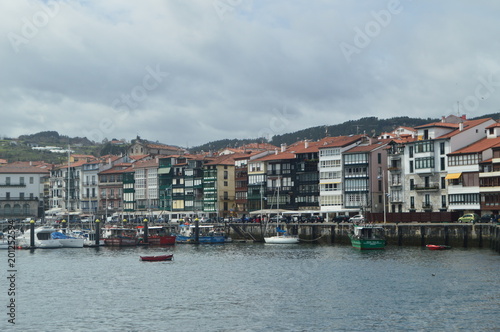 Beautiful Shot Of The Wooden Buildings Of The Port District On The Bay Taken From The Lonja De Lekeitio. March 24, 2018. Architecture Nature Landscapes. Lekeitio Vizcaya Basque Country Spain. © Raul H