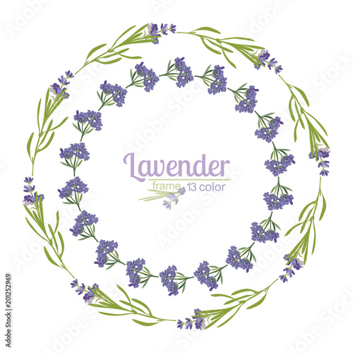 Fototapeta Naklejka Na Ścianę i Meble -  Violet Lavender beautiful floral frames template in watercolor style isolated on white background for decorative design, wedding card, invitation, travel flayer