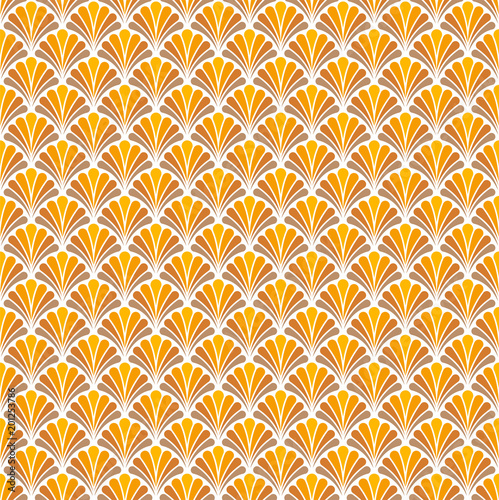 Geometric Floral decorative texture. Vector Leaves stylish background. Art Deco Seamless Pattern.