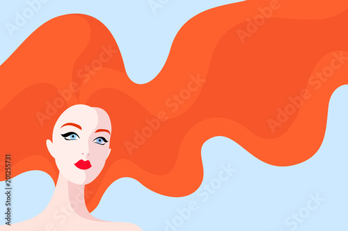 Beautiful woman with long red hair