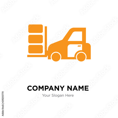 Packages transportation on a truck company logo design template