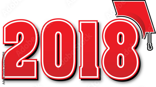 Class of 2018 with Graduation Cap red