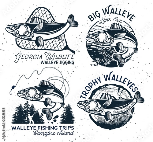 Vintage Walleye Fishing Emblems and Labels.