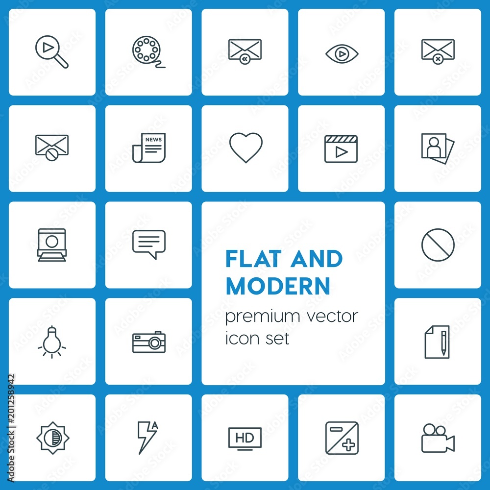 Modern Simple Set of video, photos, email Vector outline Icons. ..Contains such Icons as television, empty, tv, view, icon, camera, hd and more on dark background. Fully Editable. Pixel Perfect Modern Simple Set of video, photos, email Vector outline Icons. ..Contains such Icons as television, empty, tv, view, icon, camera, hd and more on dark background. Fully Editable. Pixel Perfect